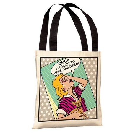 ONE BELLA CASA One Bella Casa 70046TT18P 18 in. Forgot to Have Kids Framed Polyester Tote Bag by Dog is Good 70046TT18P